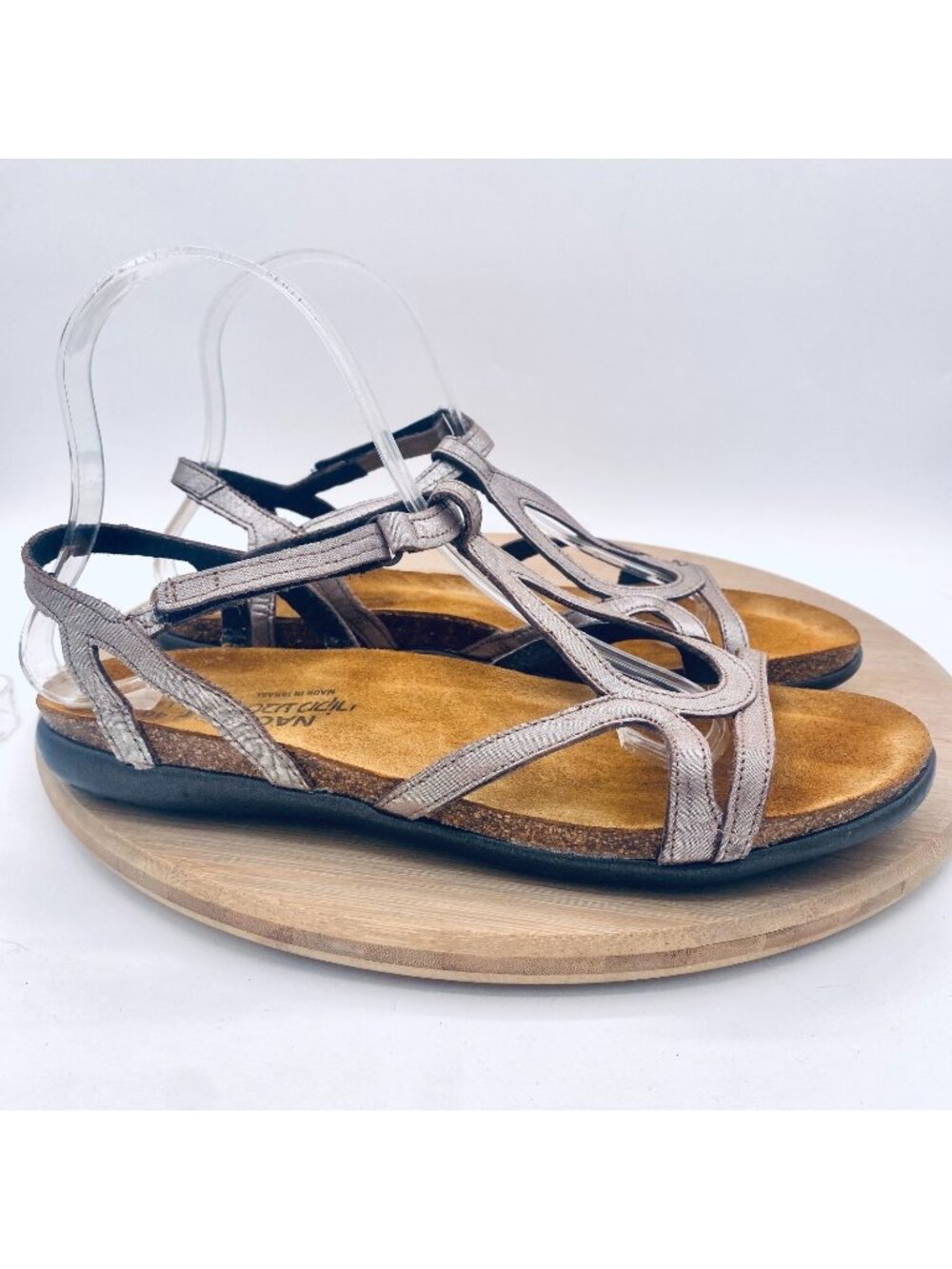 Naot Sandals Womens 9 40 Taupe Leather Dorith Comfort Slingback Peep